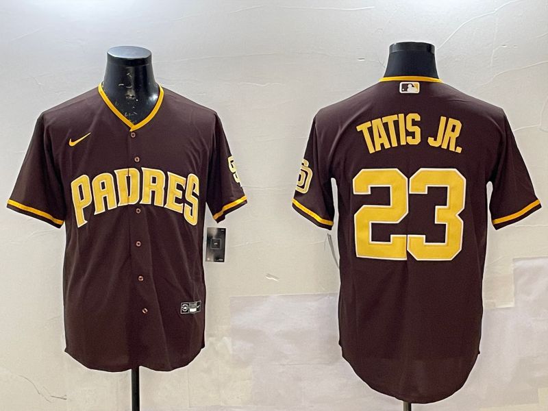 Men San Diego Padres 23 Tatis jr Brown Game 2025 Nike MLB Jersey style 1